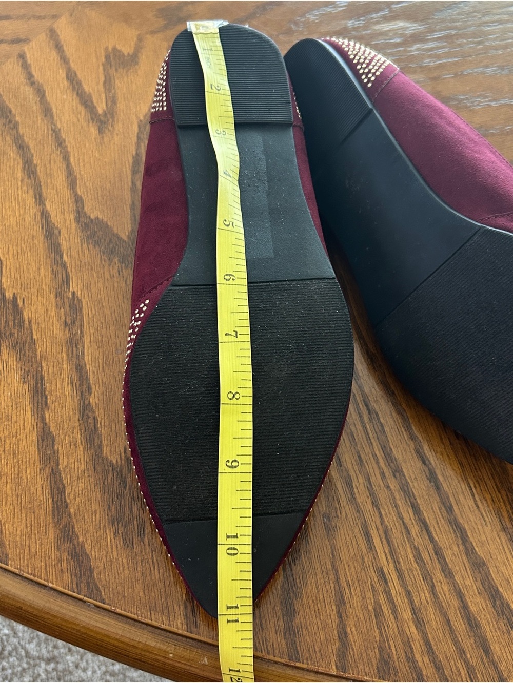 FOREVER 21 Burgundy Studded Ballet Flats - Picture 8 of 10